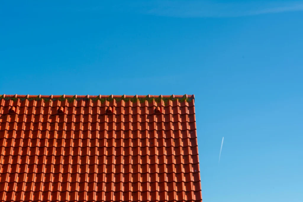 Clay tile roof showing areas that may require roof leak repair and preventative maintenance to protect against water intrusion.